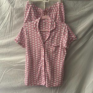 Roller Rabbit Original Hathi Print Pink Pajama Set